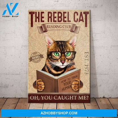 Bengal Cat Reading Club Canvas Wall Art, Wall Decor Visual Art