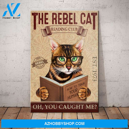 Bengal Cat Reading Club Canvas Wall Art, Wall Decor Visual Art
