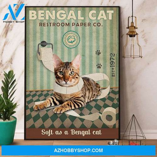 Bengal Cat Restroom Paper Soft As A Bengal Cat Canvas And Poster, Wall Decor Visual Art