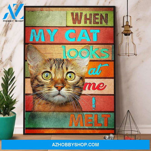 Bengal Cat When My Cat Looks At Me Melt Canvas And Poster, Wall Decor Visual Art