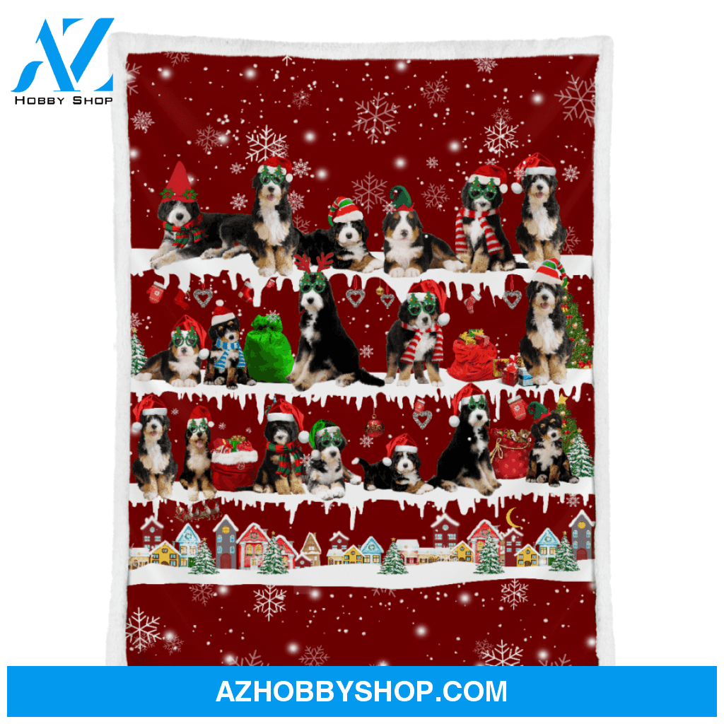 Bernedoodle Merry Christmas Noel Blanket Gift For Dog Lovers, Gift For Christmas, Birthday Gift Home Decor Bedding Couch Sofa Soft and Comfy Cozy