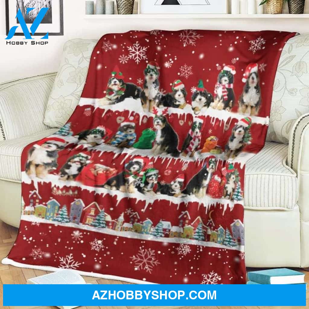 Bernedoodle Merry Christmas Noel Blanket Gift For Dog Lovers, Gift For Christmas, Birthday Gift Home Decor Bedding Couch Sofa Soft and Comfy Cozy