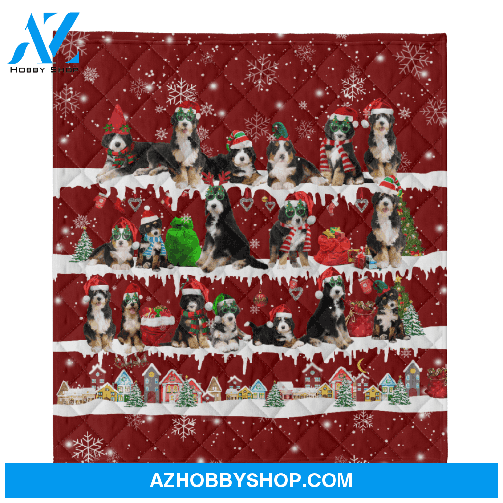 Bernedoodle Merry Christmas Noel Blanket Gift For Dog Lovers, Gift For Christmas, Birthday Gift Home Decor Bedding Couch Sofa Soft and Comfy Cozy