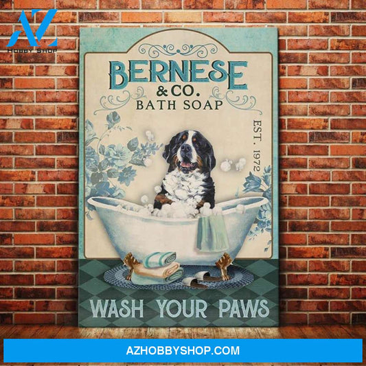 Bernese Mountain Dog Bath Soap Canvas Wall Art, Wall Decor Visual Art