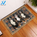 Bernese Mountain Dog Flower Paw - Dog Doormat | Welcome Mat | House Warming Gift