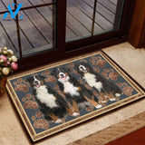 Bernese Mountain Dog Flower Paw - Dog Doormat | Welcome Mat | House Warming Gift