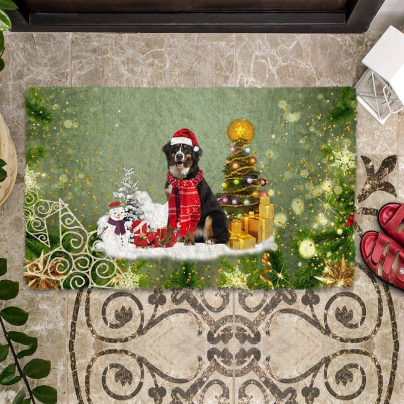 Bernese Mountain Merry Christmas Doormat