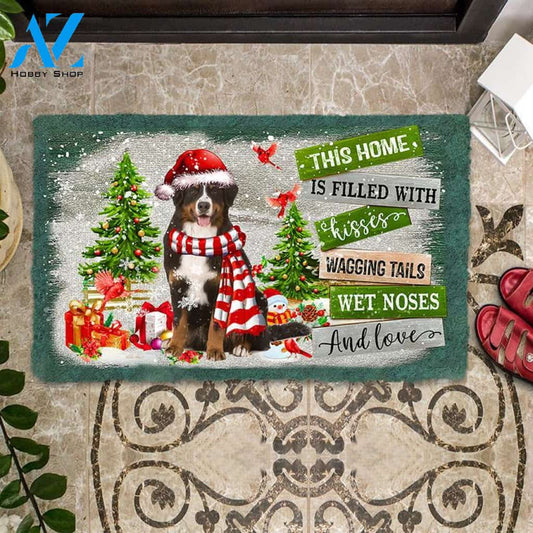 Bernese Mountain This Home Is Filled With Kisses Christmas Dog Doormat