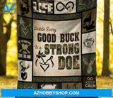 Beside Every Good Buck Is A Strong Doe Hunting Fleece Blanket Gift For Hunting Lover Birthday Gift Home Decor Bedding Couch Sofa Soft and Comfy Cozy