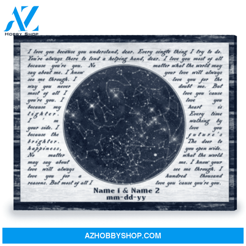 Best Anniversary Gift With Custom Star Map And Lyric Song Canvas Print