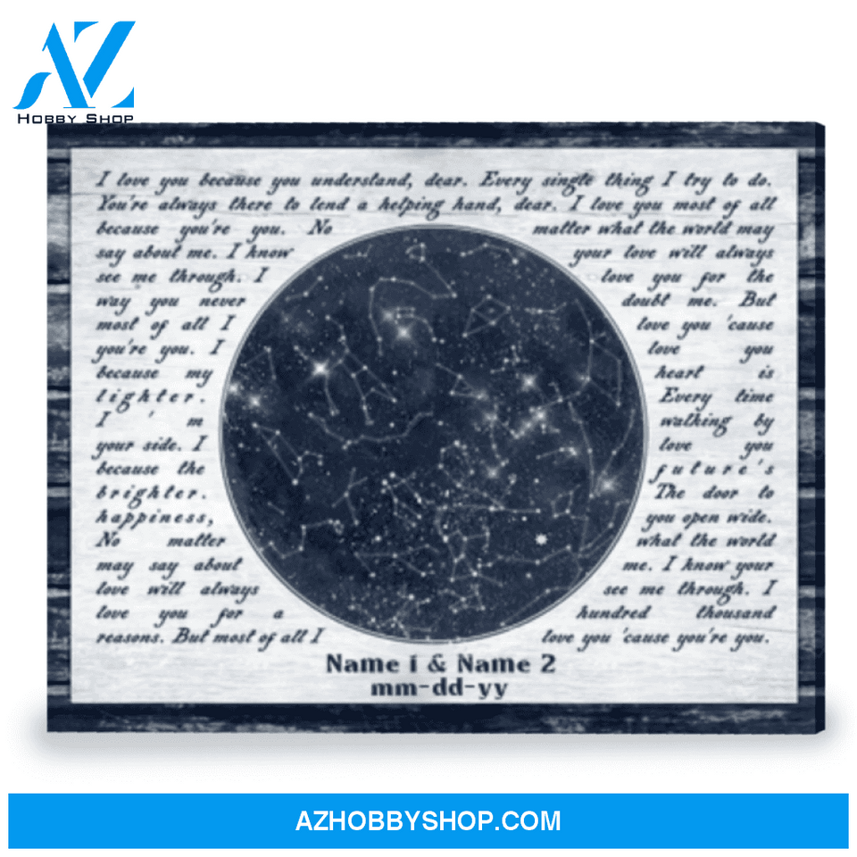 Best Anniversary Gift With Custom Star Map And Lyric Song Canvas Print