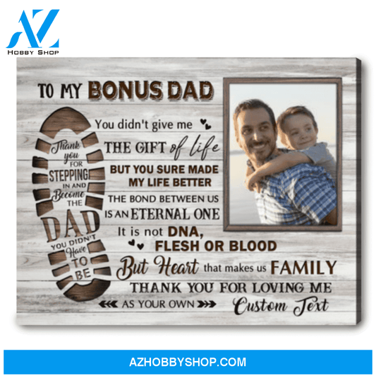 Best Bonus Dad Fathers Day Custom Stepdad Photo Canvas Print
