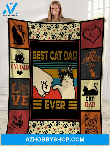 Best Cat Dad Ever Bump Fit Vintage Blanket Gift For Cat Dad Birthday Gift Home Decor Bedding Couch Sofa Soft and Comfy Cozy