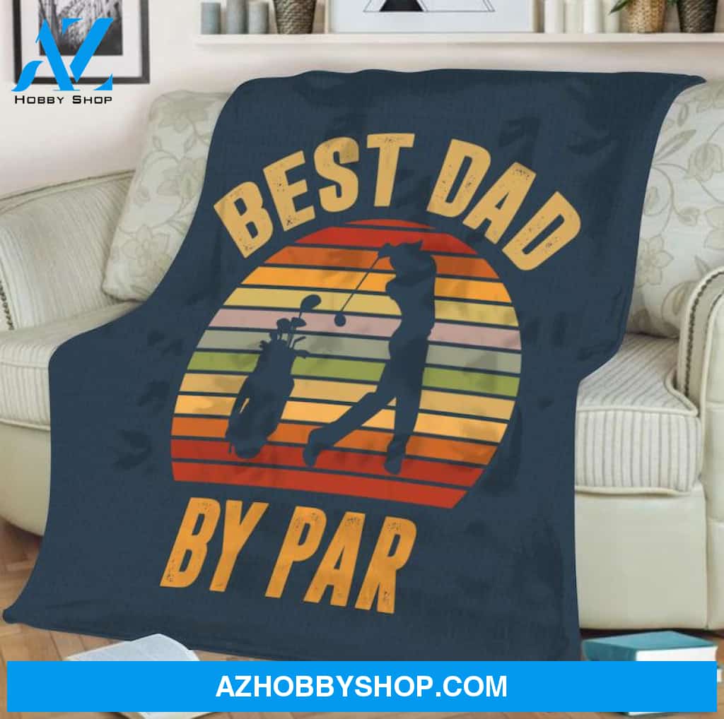 Best Dad By Par Vintage Sunset Blanket