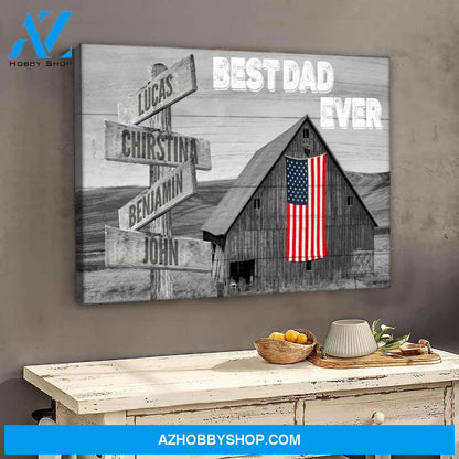 Best dad ever family multi names - Personalized Canvas