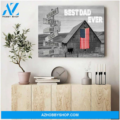 Best dad ever family multi names - Personalized Canvas