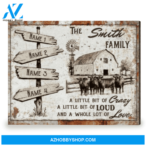 Best Family Gift Names Sign Farmhouse Wall Decor Personalized Canvas Print