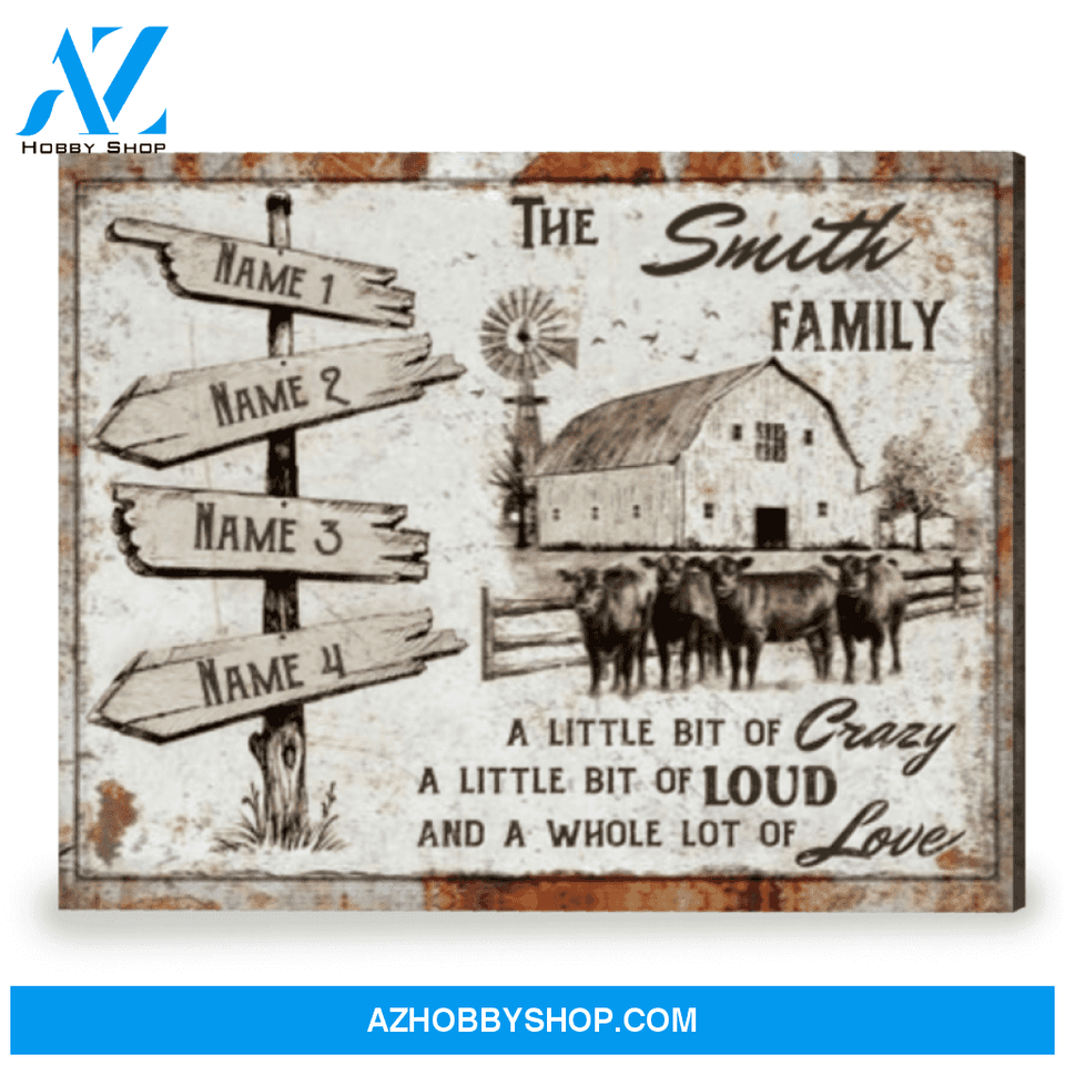 Best Family Gift Names Sign Farmhouse Wall Decor Personalized Canvas Print