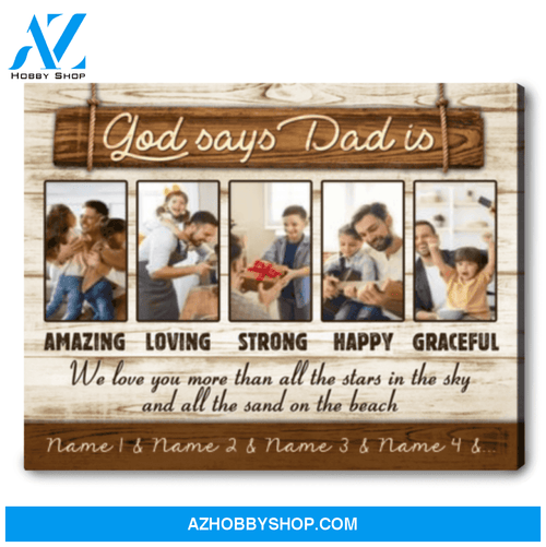 Best Father's Day Gift Ideas Personalized Photo and Names Canvas Print