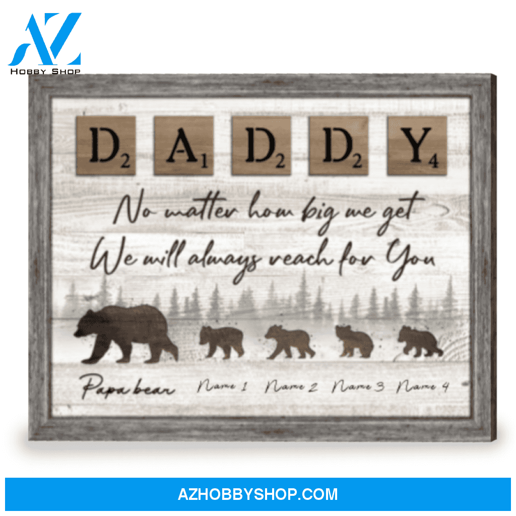 Best Gift For Father's Day Personalized Gift For Dad Papa Bear Canvas Print