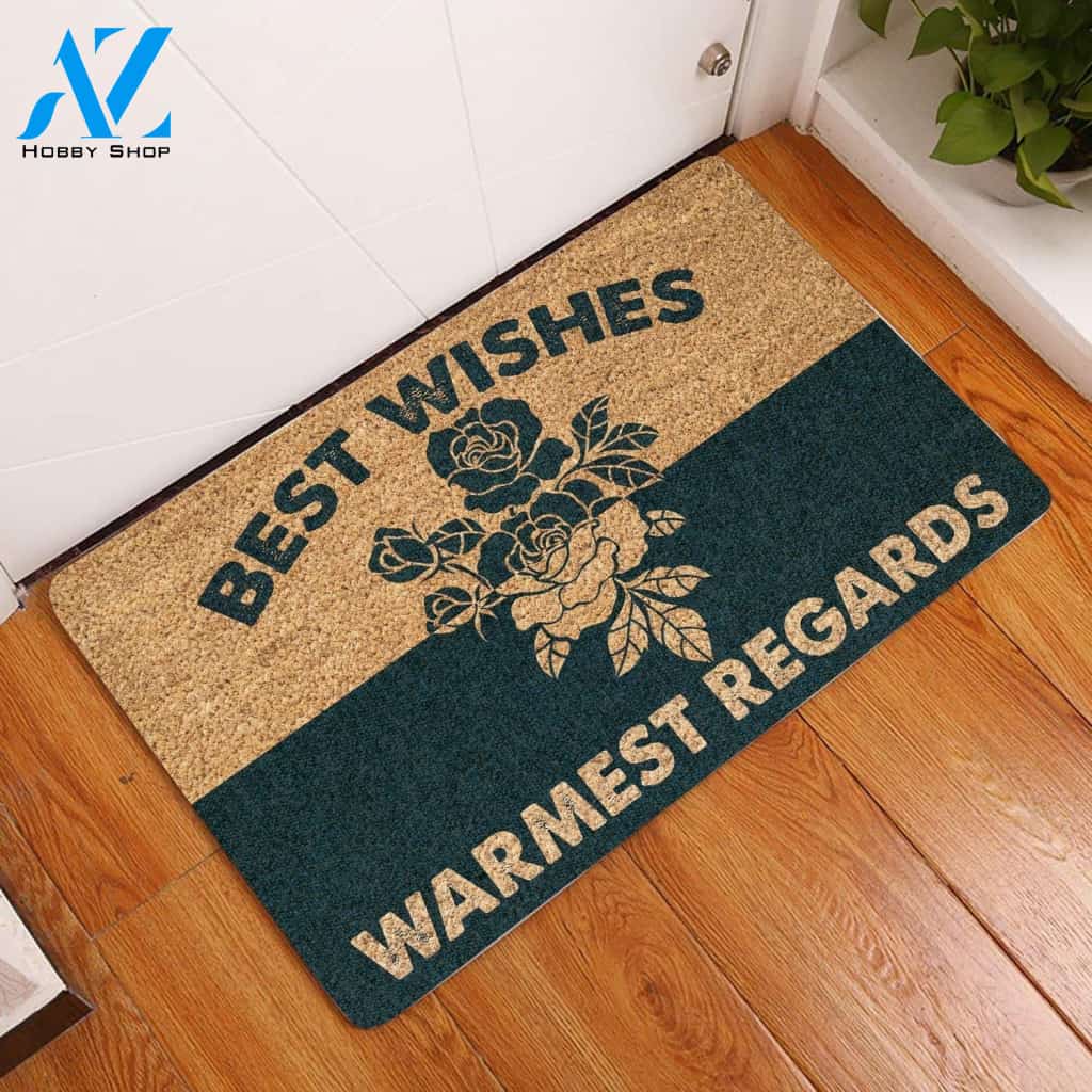 Best Wishes Warmest Regards Printed Doormat Home Decor