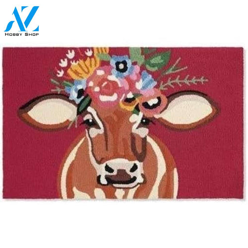 Betsy The Cow Hooked Door Mat - Blue Steel