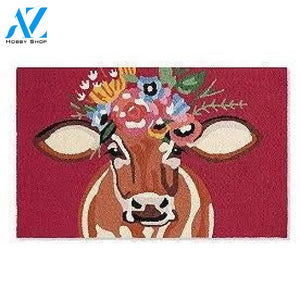 Betsy The Cow Hooked Door Mat - Blue Steel