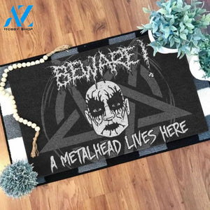 Beware! A metalhead lives here Satan Doormat | Welcome Mat | House Warming Gift
