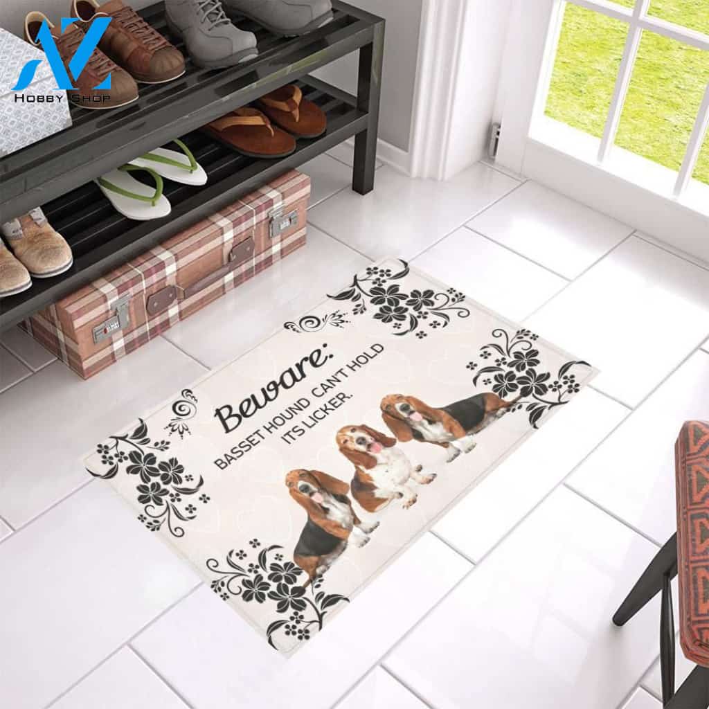Beware Basset Hound Cant Hold Its Licker Printed Doormat Home Decor