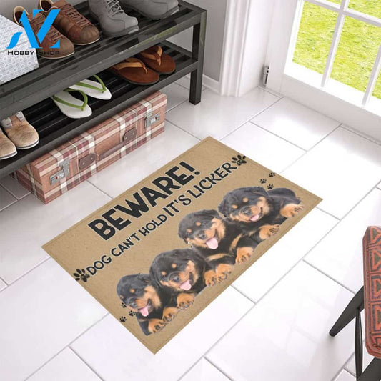 Beware Dog Can't Hold It's Licker Rottweiler Puppy Doormat Welcome Mat Housewarming Gift Home Decor Gift For Dog Lovers Funny Doormat