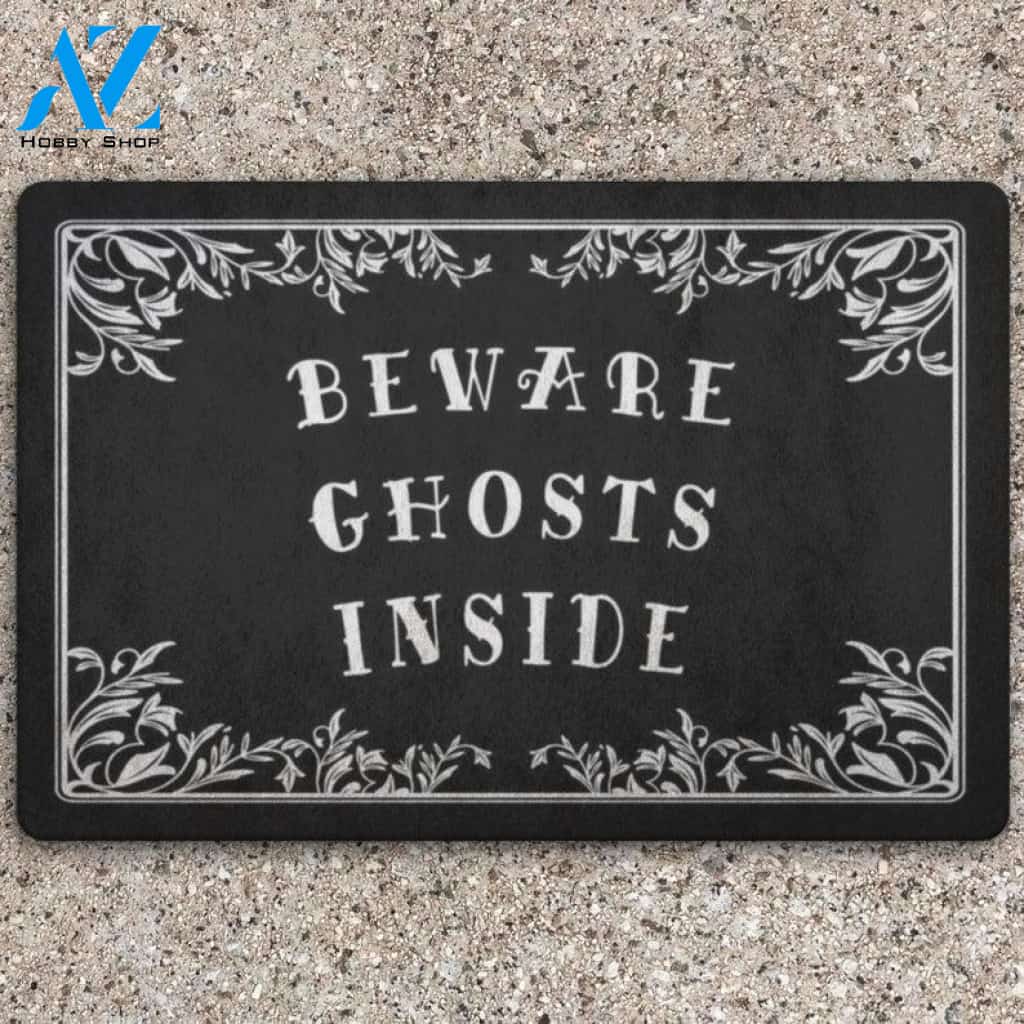 Beware Ghosts Inside Halloween Doormat Indoor and Outdoor Mat Entrance Rug Funny Home Decor Closing Gift Gift for Friend Idea