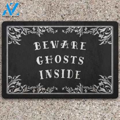 Beware Ghosts Inside Halloween Doormat Indoor and Outdoor Mat Entrance Rug Funny Home Decor Closing Gift Gift for Friend Idea
