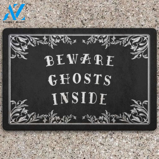 Beware Ghosts Inside Halloween Doormat Indoor and Outdoor Mat Entrance Rug Funny Home Decor Closing Gift Gift for Friend Idea