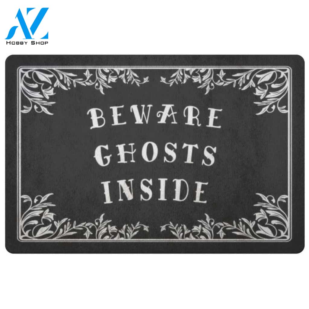 Beware Ghosts Inside Halloween Doormat Indoor and Outdoor Mat Entrance Rug Funny Home Decor Closing Gift Gift for Friend Idea