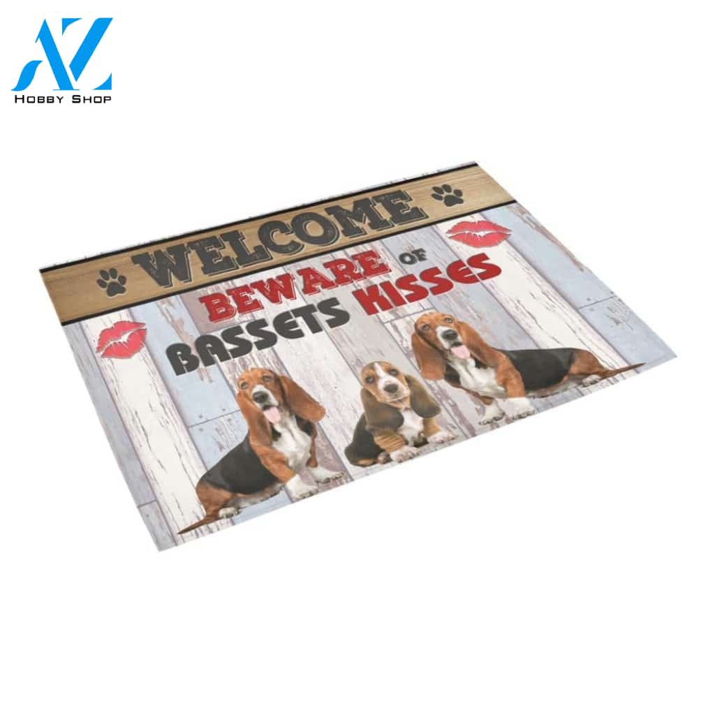 Beware Of Bassets Kisses Doormat Indoor And Outdoor Mat Entrance Rug Sweet Home Decor Housewarming Gift Gift For Friend Family Stem Feminist