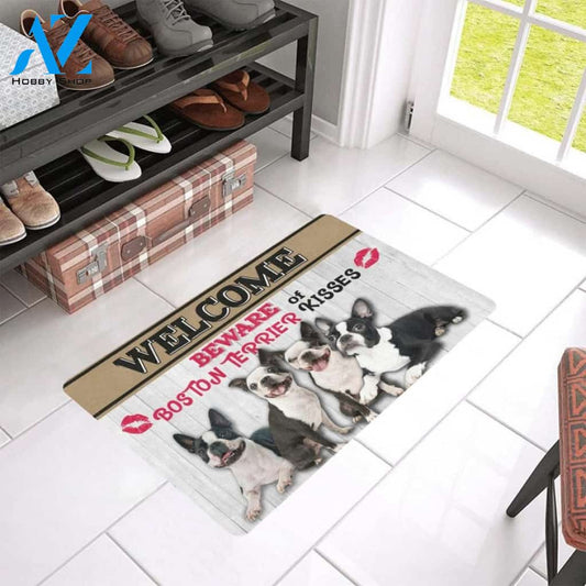 Beware Of Boston Terrier Rubber Doormat