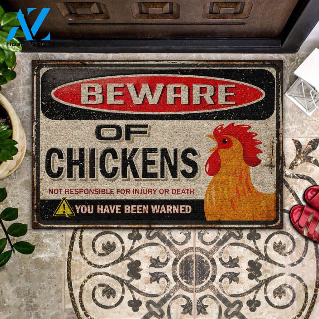 Beware Of Chickens Doormat Welcome Mat Housewarming Gift Home Decor Funny Doormat Gift For Chicken Lovers Gift For Friend Birthday Gift