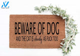Beware Of Dog And The Cat Is Shady As Fuck Too Doormat, Welcome Mat, Housewarming Gift, Realtor Gift, Funny Doormat, Dog Mom, Cat Mom