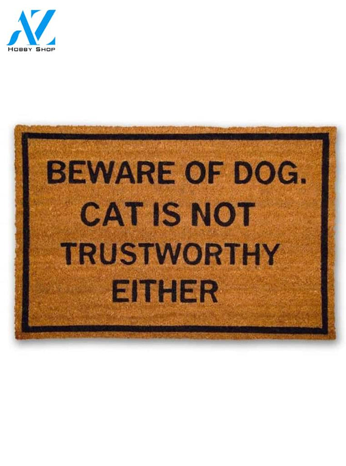 Beware of Dog Doormat by Funny Welcome | Welcome Mat | House Warming Gift