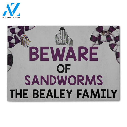 Personalized Gift Doormat Ideas For Sandworms, Beware Of Sandworms Custom Welcome Beware Doormat
