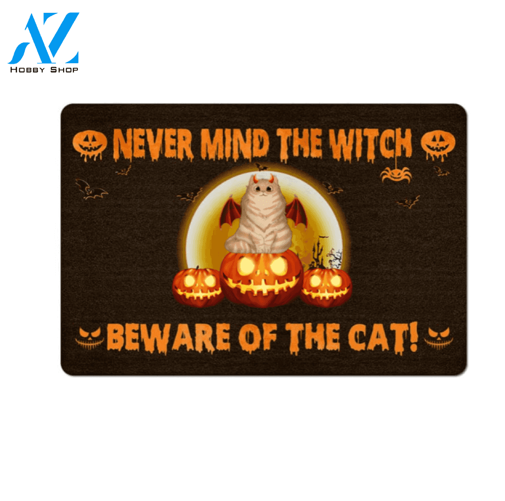 Beware Of The Halloween Yellow Cat Halloween Funny Indoor And Outdoor Doormat Gift For Cat Lovers Decor Warm House Gift Welcome Mat Halloween Decor