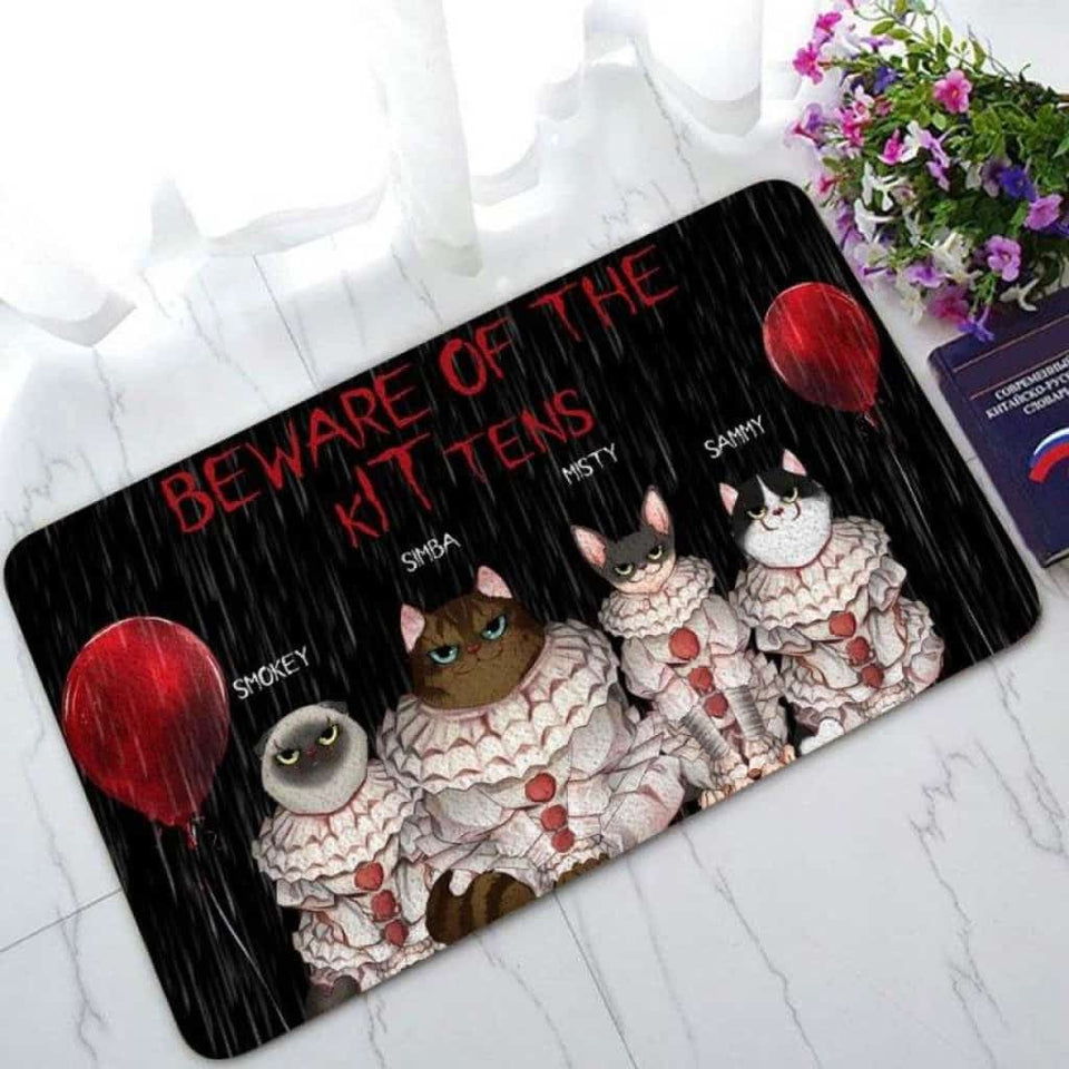 Beware Of The Kitten Personalized Halloween Doormat