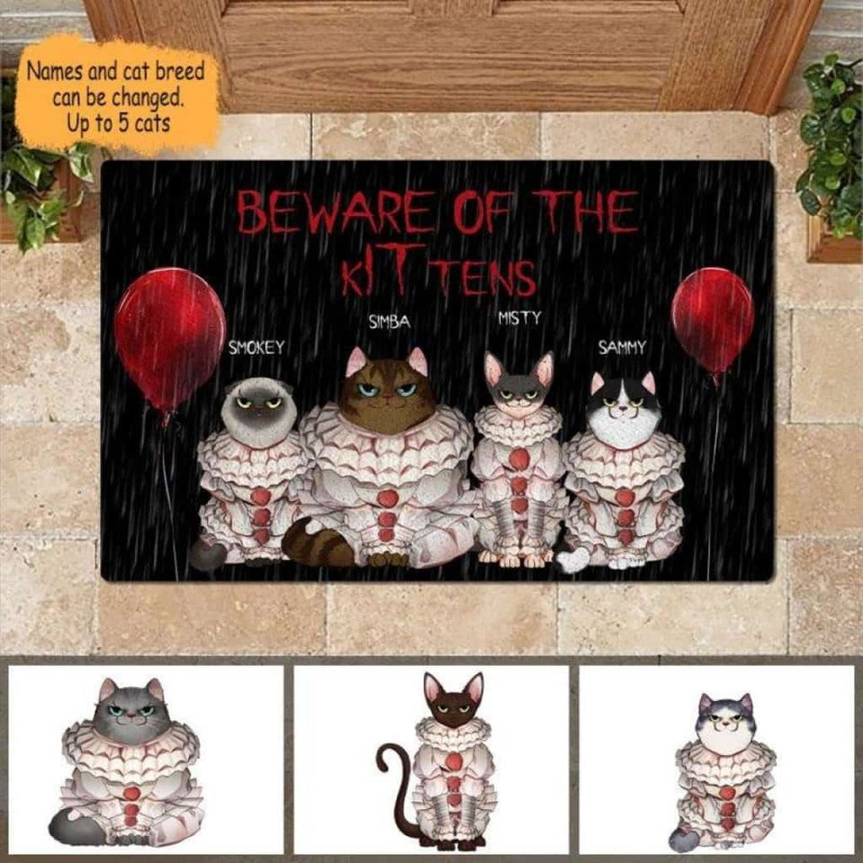 Beware Of The Kitten Personalized Halloween Doormat