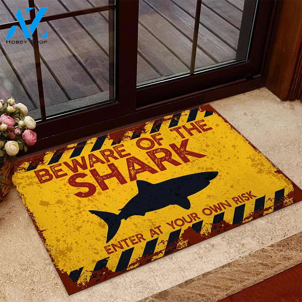 Beware Of The Shark Doormat Shark Indoor And Outdoor Doormat Warm House Gift Welcome Mat Gift For Magic Lover Family Friend Halloween's Day