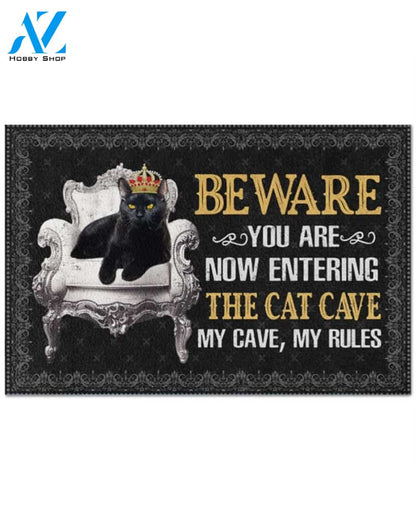 Beware You Are Now Entering The Cat Cave Doormat Welcome Mat Housewarming Gift Home Decor Funny Doormat Best Gift Idea For Cat Lovers