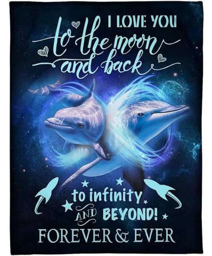 Beyond Forever And Ever Dolphin Fleece Blanket Home Decor Bedding Couch Sofa Soft And Comfy Cozy Gift For Friend Family