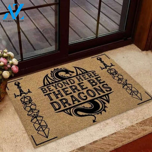 Beyond Here There Be Dragons D&D Coir Pattern Print Doormat | Welcome Mat | House Warming Gift