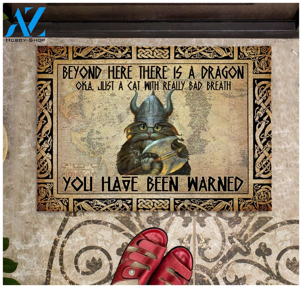 Beyond Here There Is A Dragon Doormat Welcome Mat House Warming Gift Home Decor Funny Doormat Gift Idea