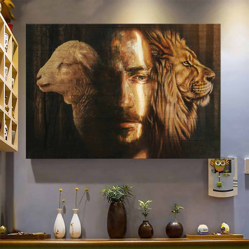 God the lamb and the lion Canvas And Poster,Canvas Prints,Wall Decor Visual Art
