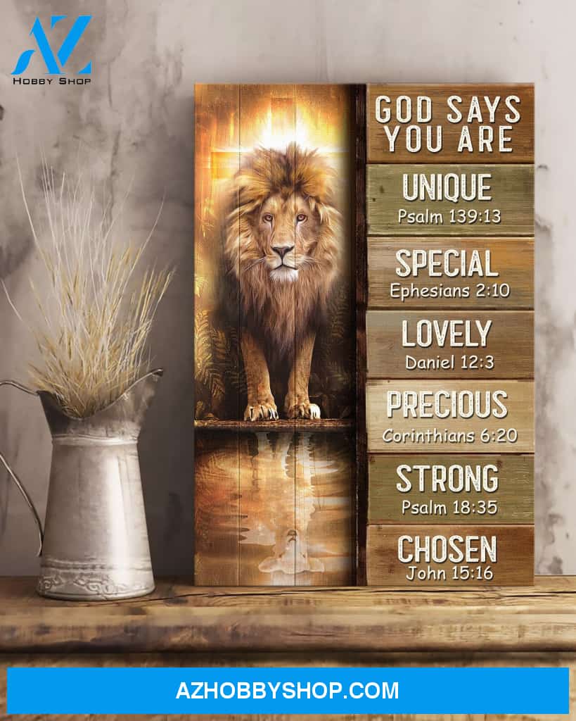 Portrait God Canvas - Bible Verse Wall Art - Amazing lion - God says you are Canvas